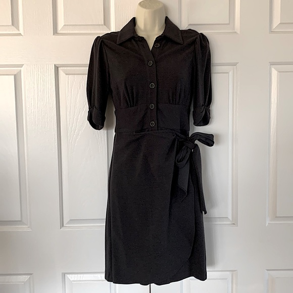 Nanette Lepore Dresses & Skirts - Nanette Lepore Faux Wrap Wool Dress Size 0 **Dark Grey**